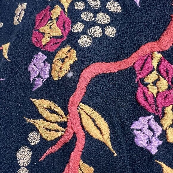 Harari Blouse Women’s Small Multicolor Floral Embroidered Artsy Forest Fairy - Picture 5 of 10